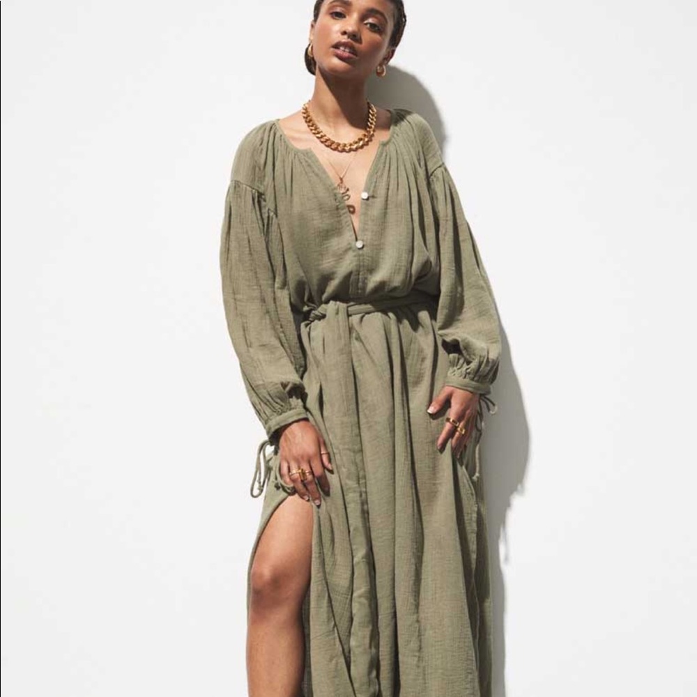 Maurie + Eve yonder dress in Dried Herb US 6 organic cotton gauze